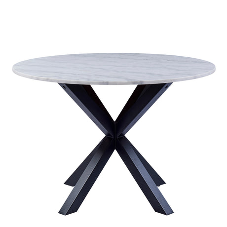 Heaven Round Dining Table with White Polished Marble Top 110x75.5cm
