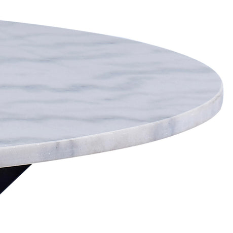 Heaven Round Dining Table with White Polished Marble Top 110x75.5cm