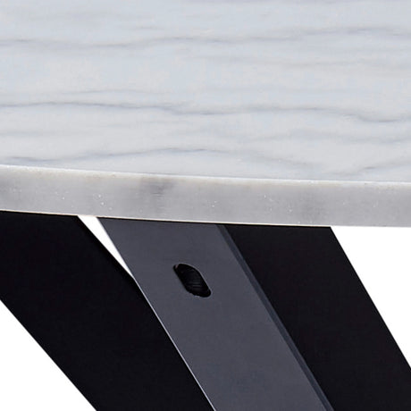 Heaven Round Dining Table with White Polished Marble Top 110x75.5cm