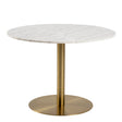 Corby Round Dining Table with White Polished Marble Top & Gold Base 105x75cm