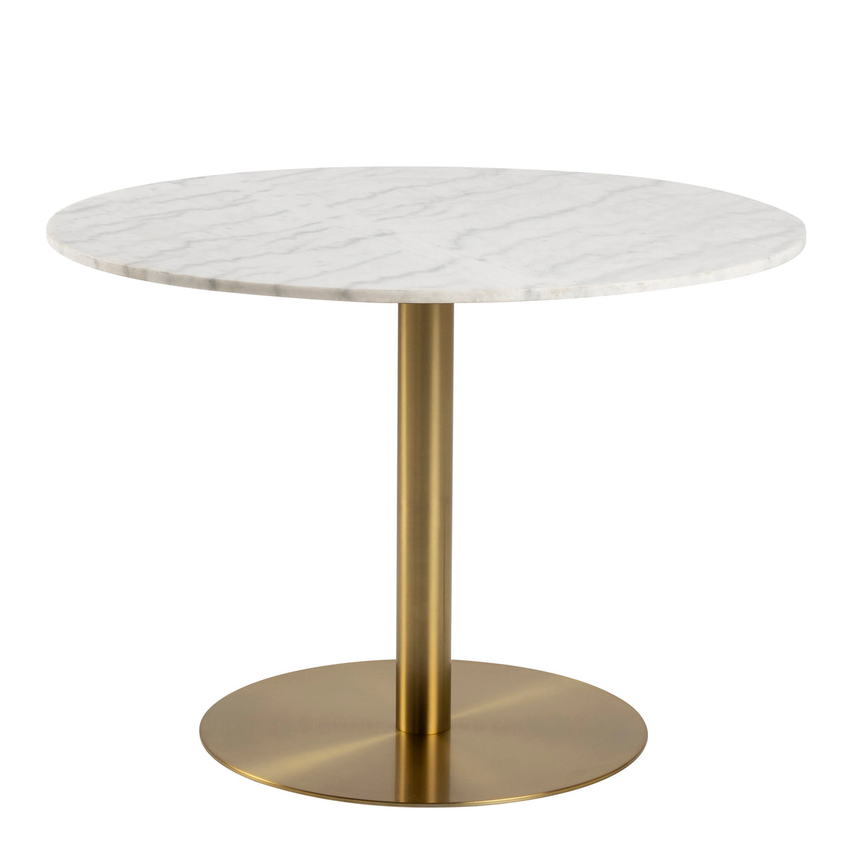 Corby Round Dining Table with White Polished Marble Top & Gold Base 105x75cm