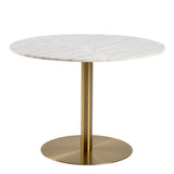 Corby Round Dining Table with White Polished Marble Top & Gold Base 105x75cm