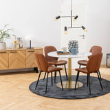 Corby Round Dining Table with White Polished Marble Top & Gold Base 105x75cm