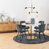 Corby Round Dining Table with White Polished Marble Top & Gold Base 105x75cm