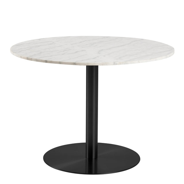Corby Round Dining Table with White Polished Marble Top & Black Base 105x75cm