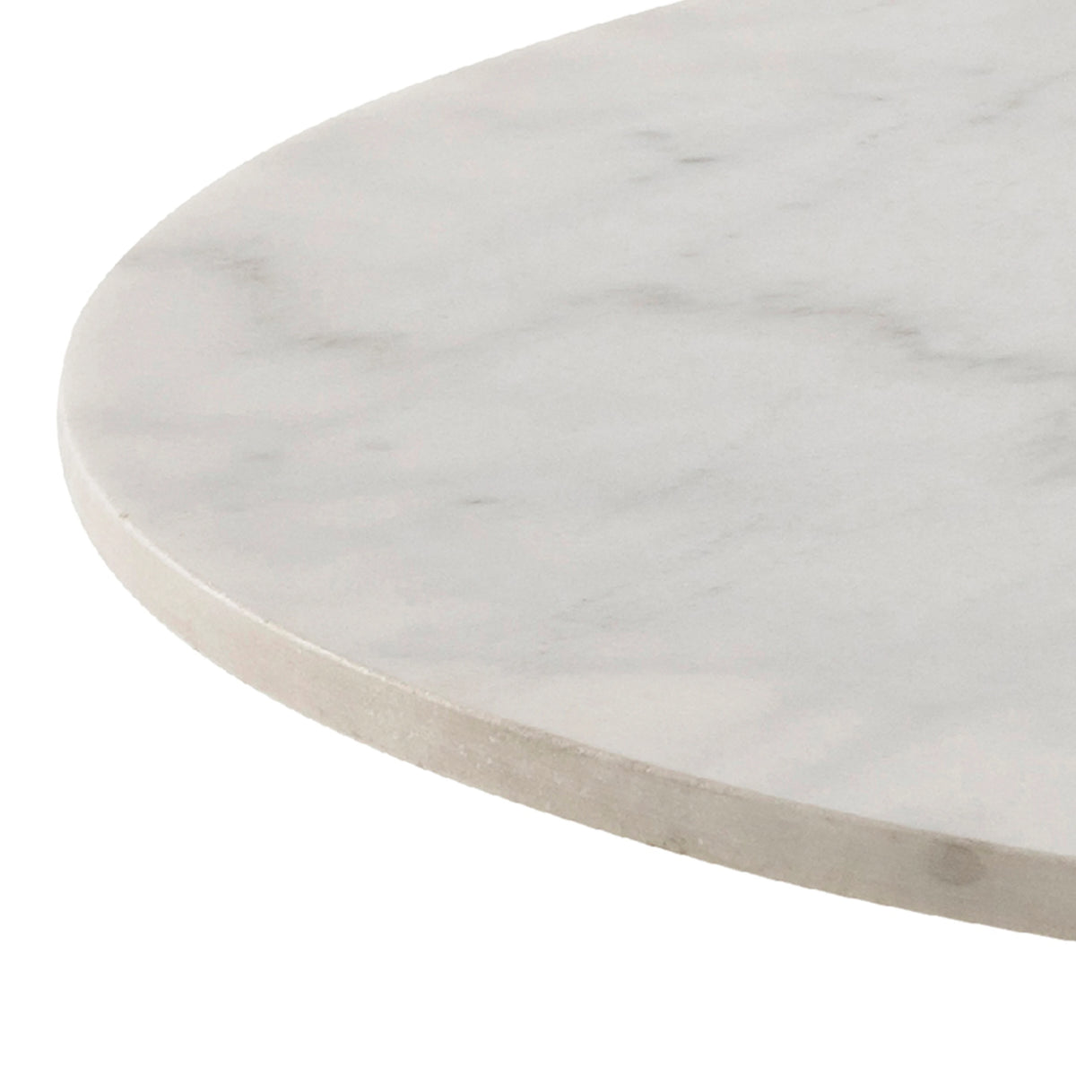 Corby Round Dining Table with White Polished Marble Top & Black Base 105x75cm
