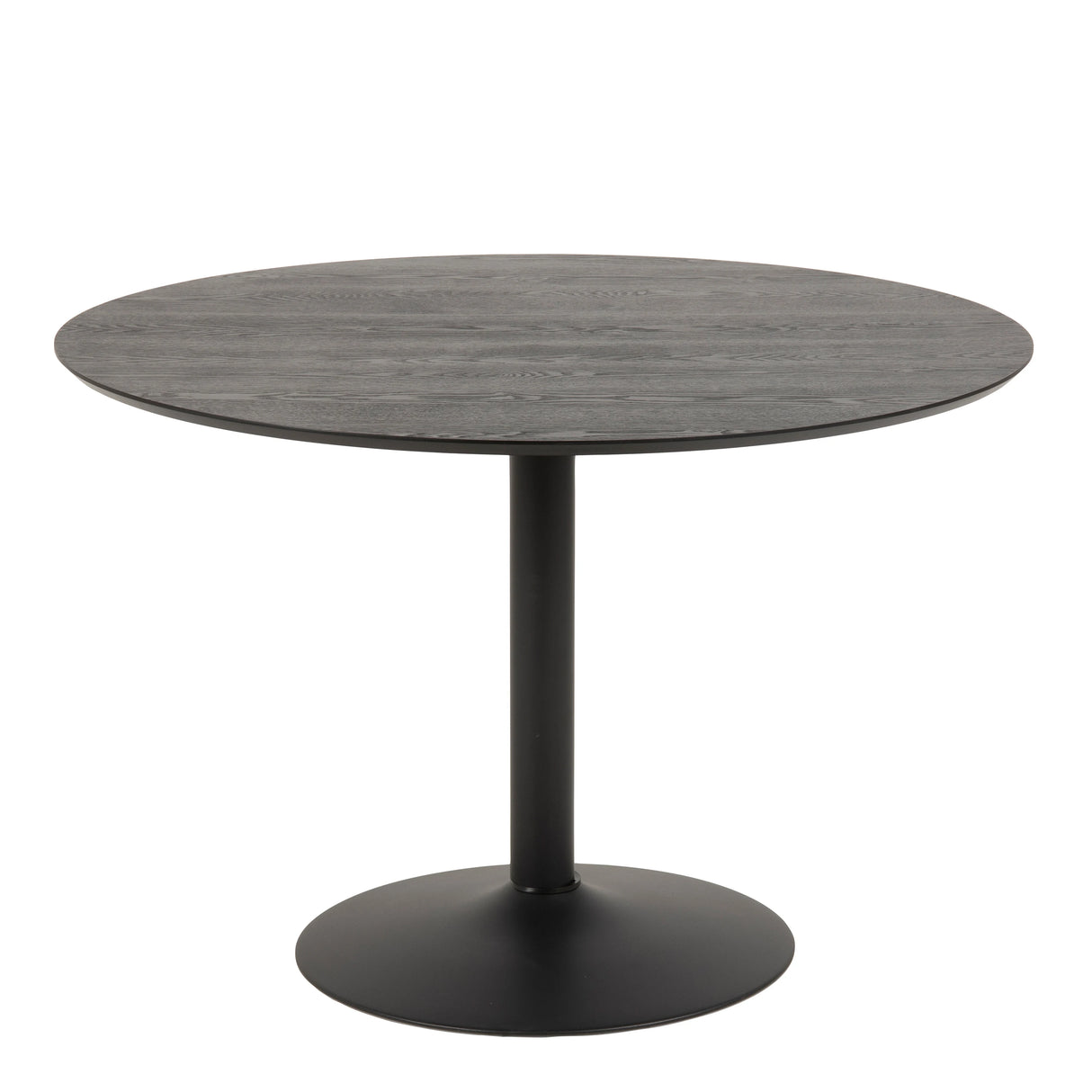 Ibiza Round Dining Table with Black Ash Top and Matt Black Base 110x74cm
