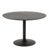 Ibiza Round Dining Table with Black Ash Top and Matt Black Base 110x74cm
