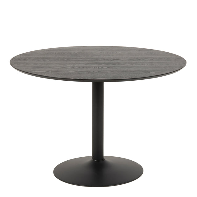 Ibiza Round Dining Table with Black Ash Top and Matt Black Base 110x74cm