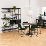 Ibiza Round Dining Table with Black Ash Top and Matt Black Base 110x74cm