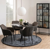 Ibiza Round Dining Table with Black Ash Top and Matt Black Base 110x74cm