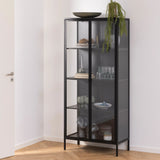 Newcastle Tall 2 Door Display Cabinet in Matt Black
