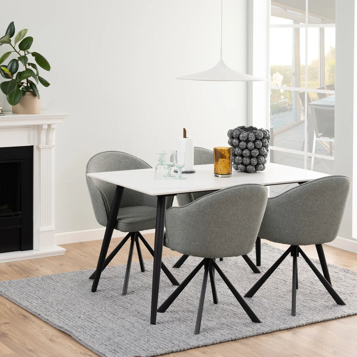 Wicklow Ceramic Dining Table in White 140x75cm