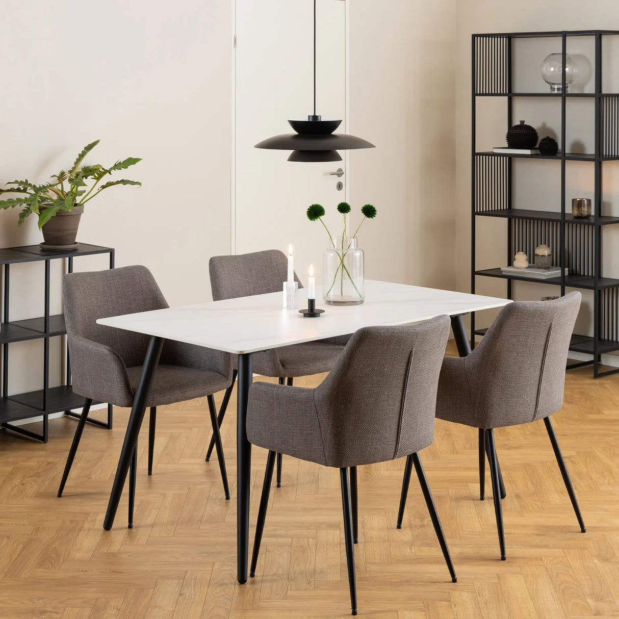 Wicklow Ceramic Dining Table in White 140x75cm