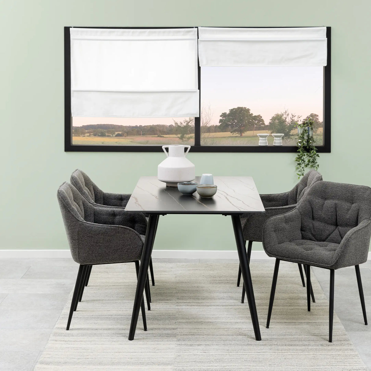 Wicklow Ceramic Dining Table in Black 140x75cm