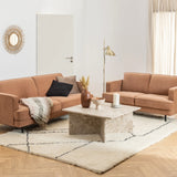 Vega Square Coffee Table with Brown Marble Top 90cm