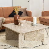 Vega Square Coffee Table with Brown Marble Top 90cm