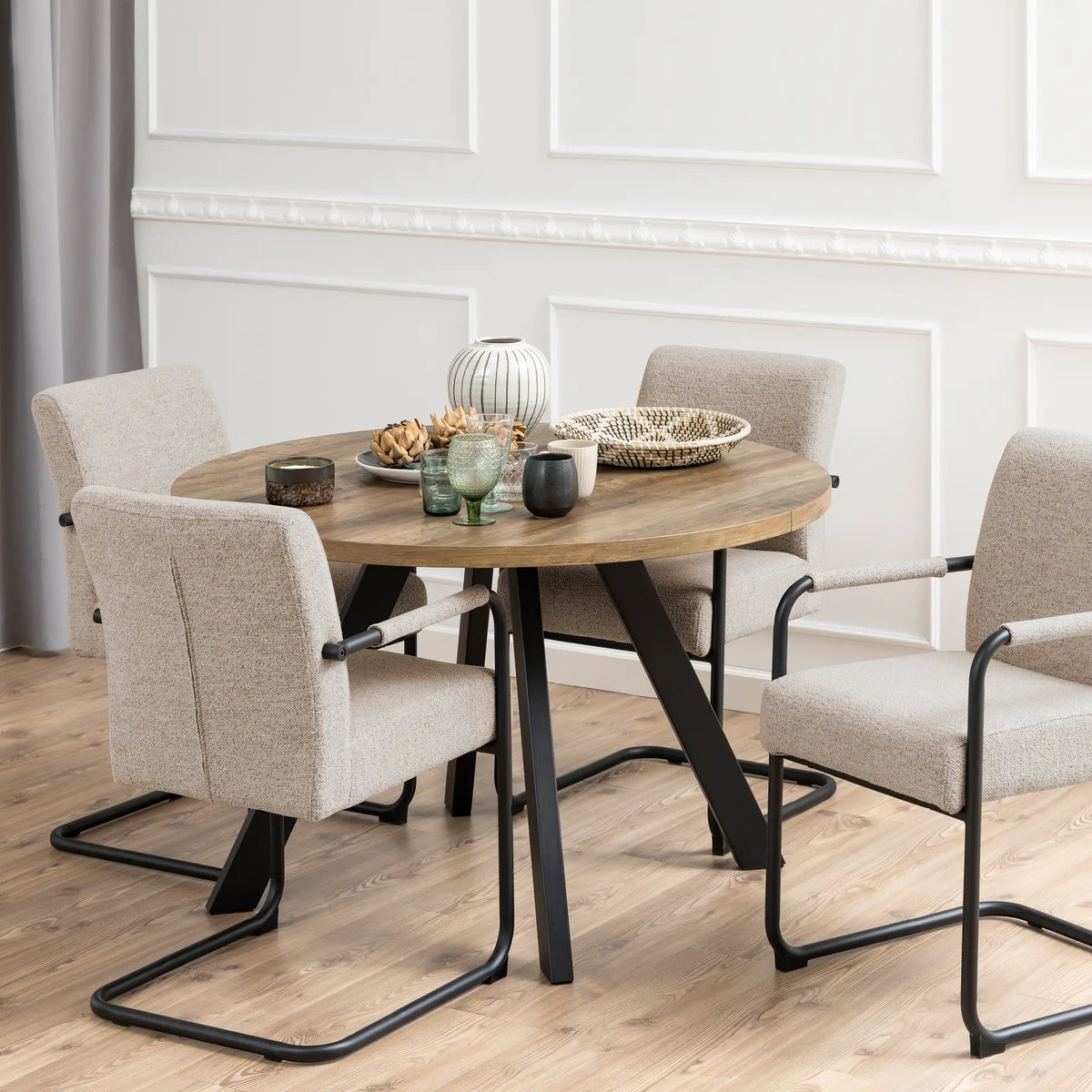 Zalida Round Dining Table with Extension in Oak