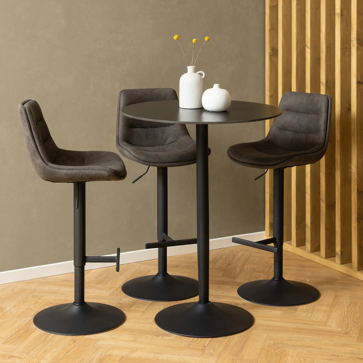 Malta Ceramic Round Bar Table in Black