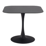 Malta Ceramic Square Dining Table in Black 90x75cm