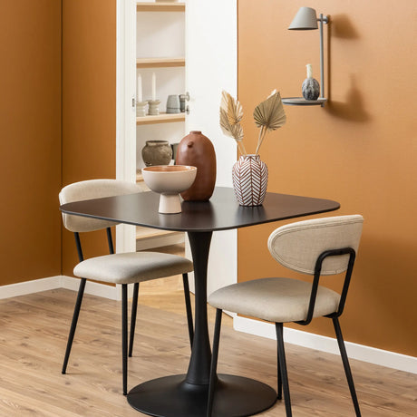 Malta Ceramic Square Dining Table in Black 90x75cm