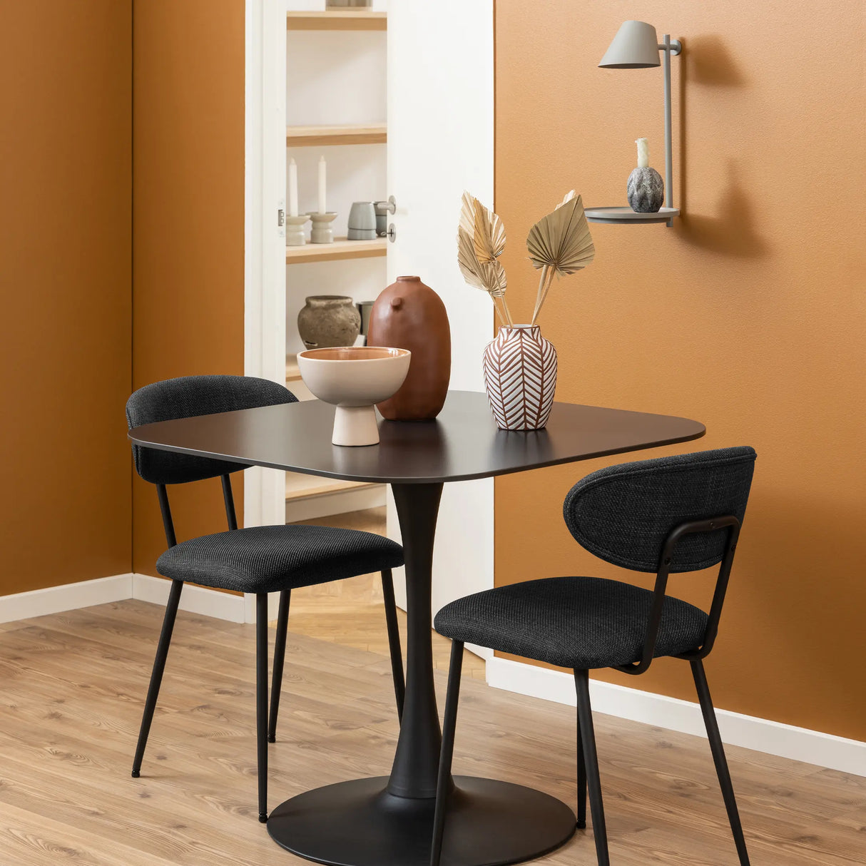 Malta Ceramic Square Dining Table in Black 90x75cm