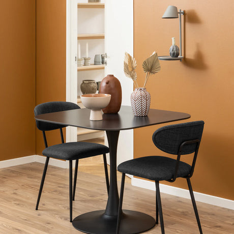 Malta Ceramic Square Dining Table in Black 90x75cm