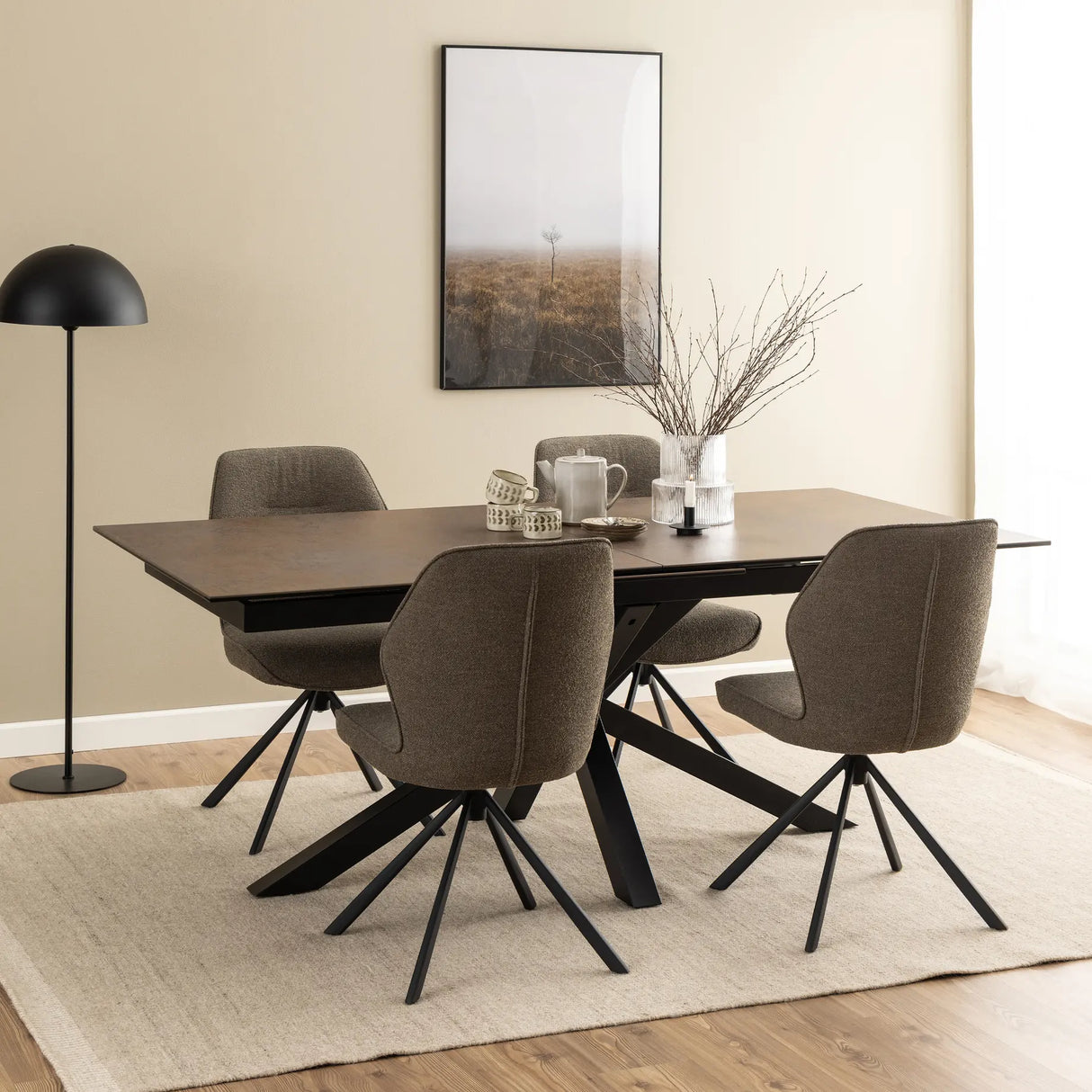 Heaven Extendable Dining Table with Ceramic Rusty Brown Top 200240cm