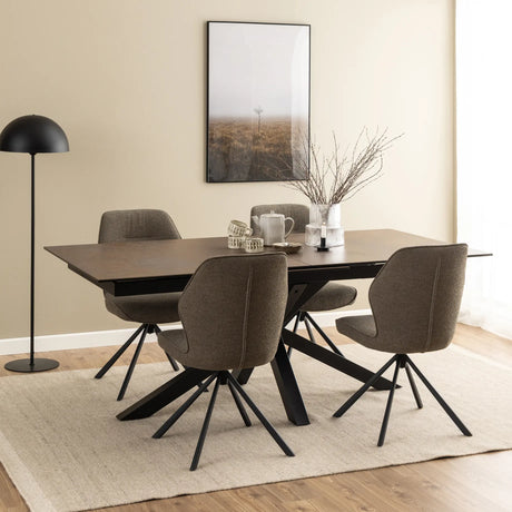 Heaven Extendable Dining Table with Ceramic Rusty Brown Top 200240cm