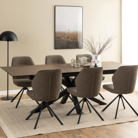 Heaven Extendable Dining Table with Ceramic Rusty Brown Top 200240cm