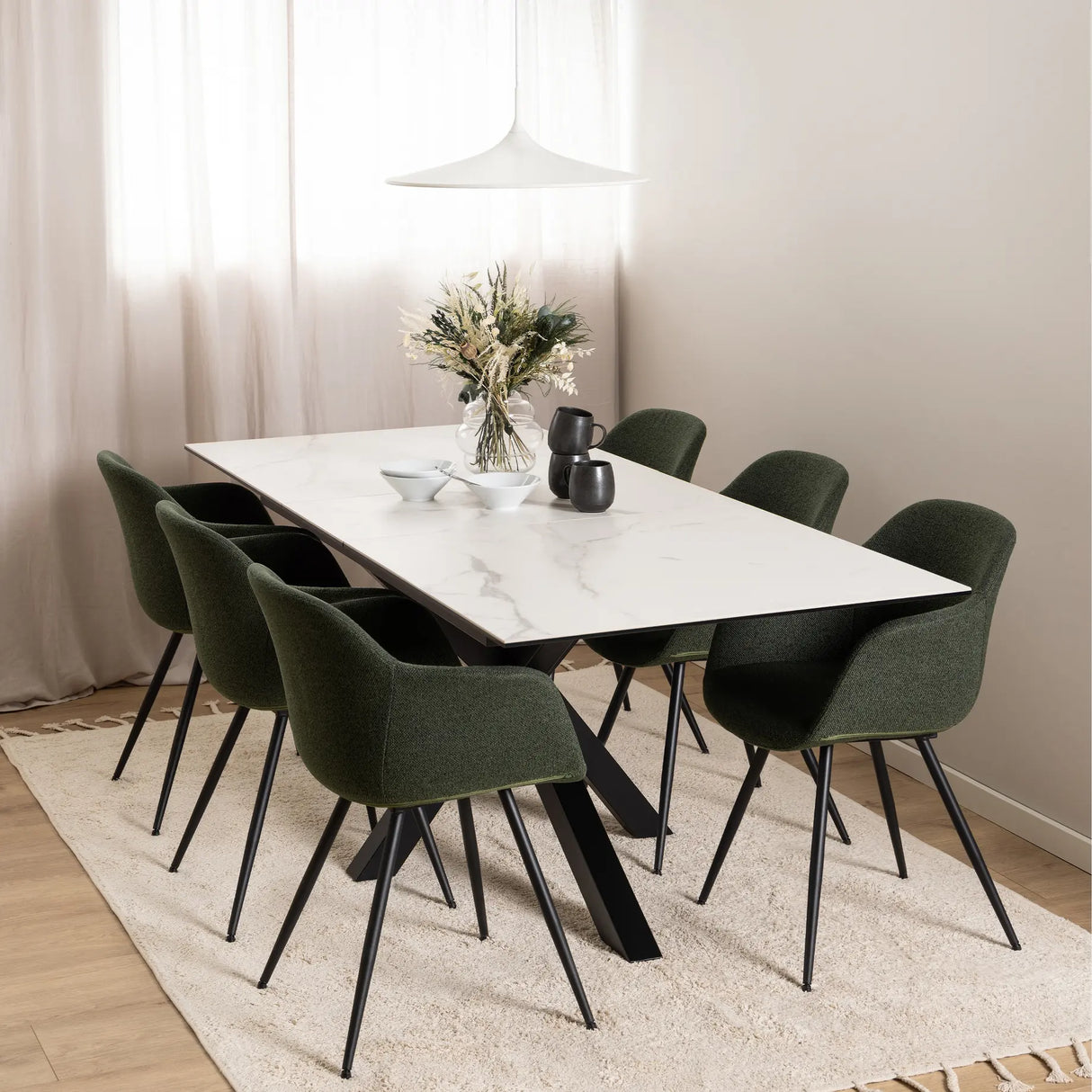 Heaven Extendable Dining Table with Ceramic White Top 168210cm