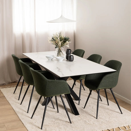 Heaven Extendable Dining Table with Ceramic White Top 168210cm