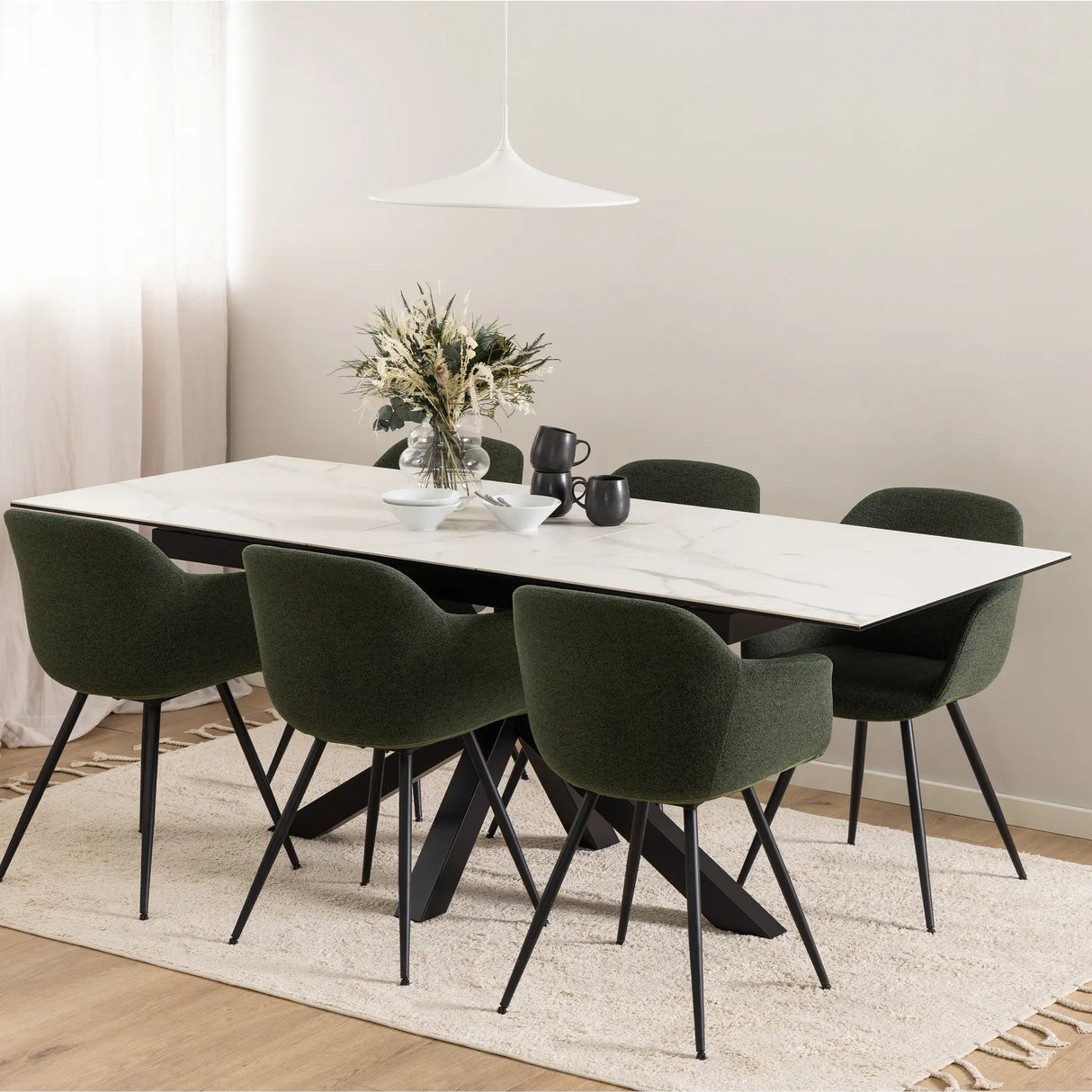 Heaven Extendable Dining Table with Ceramic White Top 168210cm
