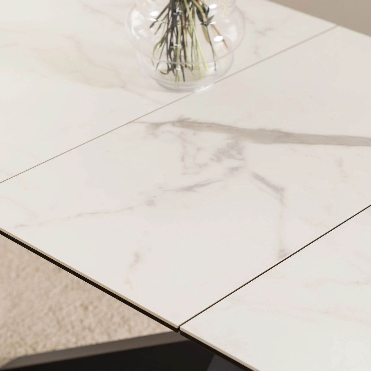 Heaven Extendable Dining Table with Ceramic White Top 168210cm