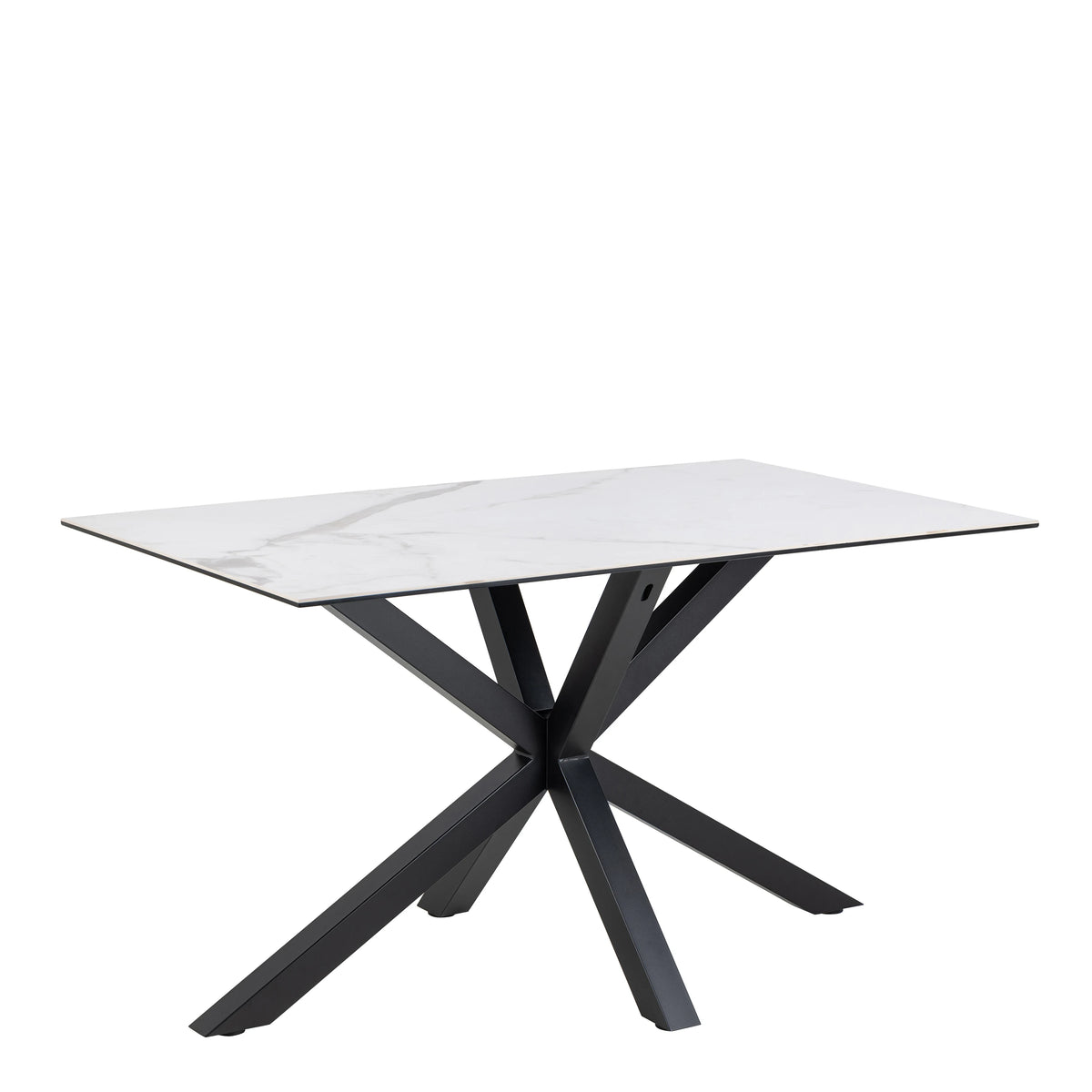 Heaven Dining Table Ceramic White Top 135cm includes 4 Alonso Swivel Cream Dining Chairs includes Armrest