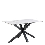 Heaven Dining Table Ceramic White Top 135cm includes 4 Alonso Swivel Cream Dining Chairs includes Armrest