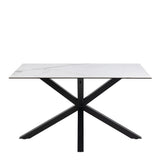 Heaven Dining Table Ceramic White Top 135cm includes 4 Alonso Swivel Cream Dining Chairs includes Armrest