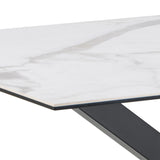 Heaven Dining Table Ceramic White Top 135cm includes 4 Alonso Swivel Cream Dining Chairs includes Armrest