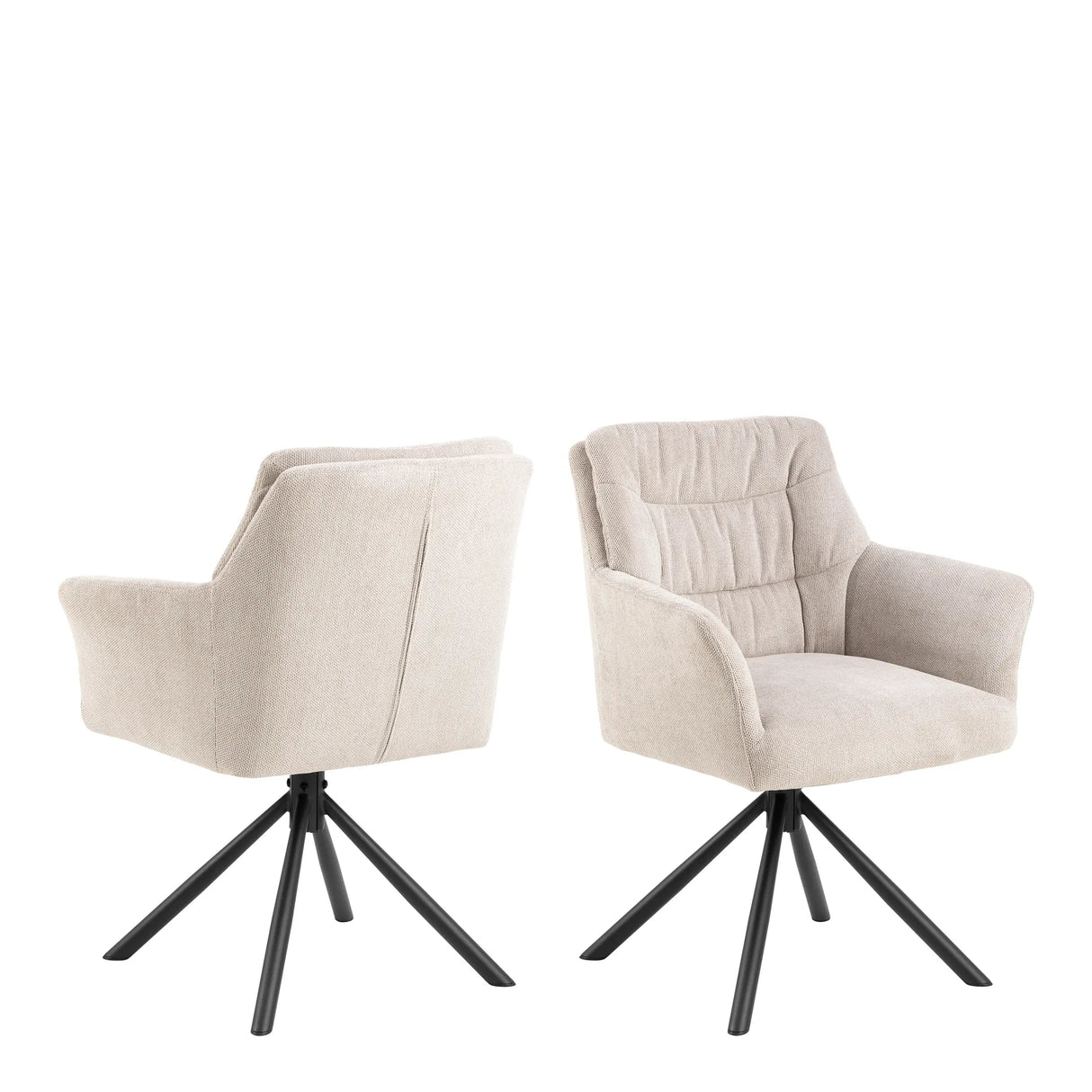 Heaven Dining Table Ceramic White Top 135cm includes 4 Alonso Swivel Cream Dining Chairs includes Armrest