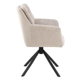 Heaven Dining Table Ceramic White Top 135cm includes 4 Alonso Swivel Cream Dining Chairs includes Armrest