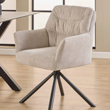 Heaven Dining Table Ceramic White Top 135cm includes 4 Alonso Swivel Cream Dining Chairs includes Armrest