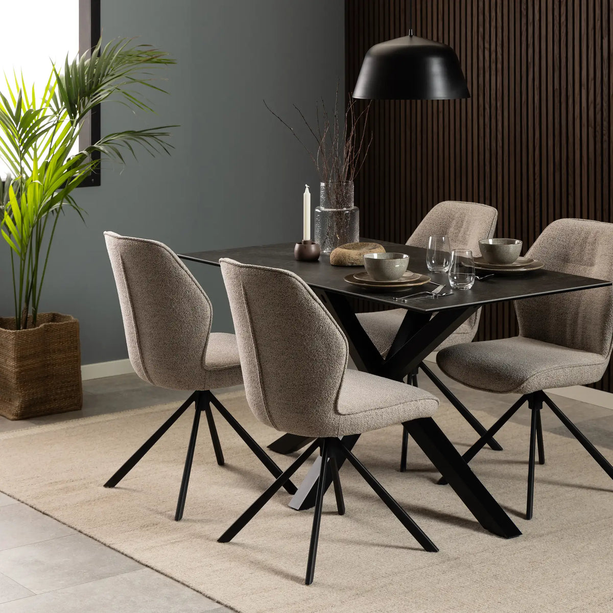 Heaven Dining Table with Ceramic Black Top 135x75.5cm