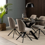 Heaven Dining Table with Ceramic Black Top 135x75.5cm