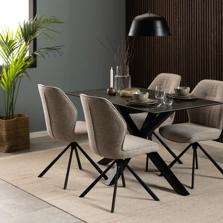 Heaven Dining Table with Ceramic Black Top 135x75.5cm