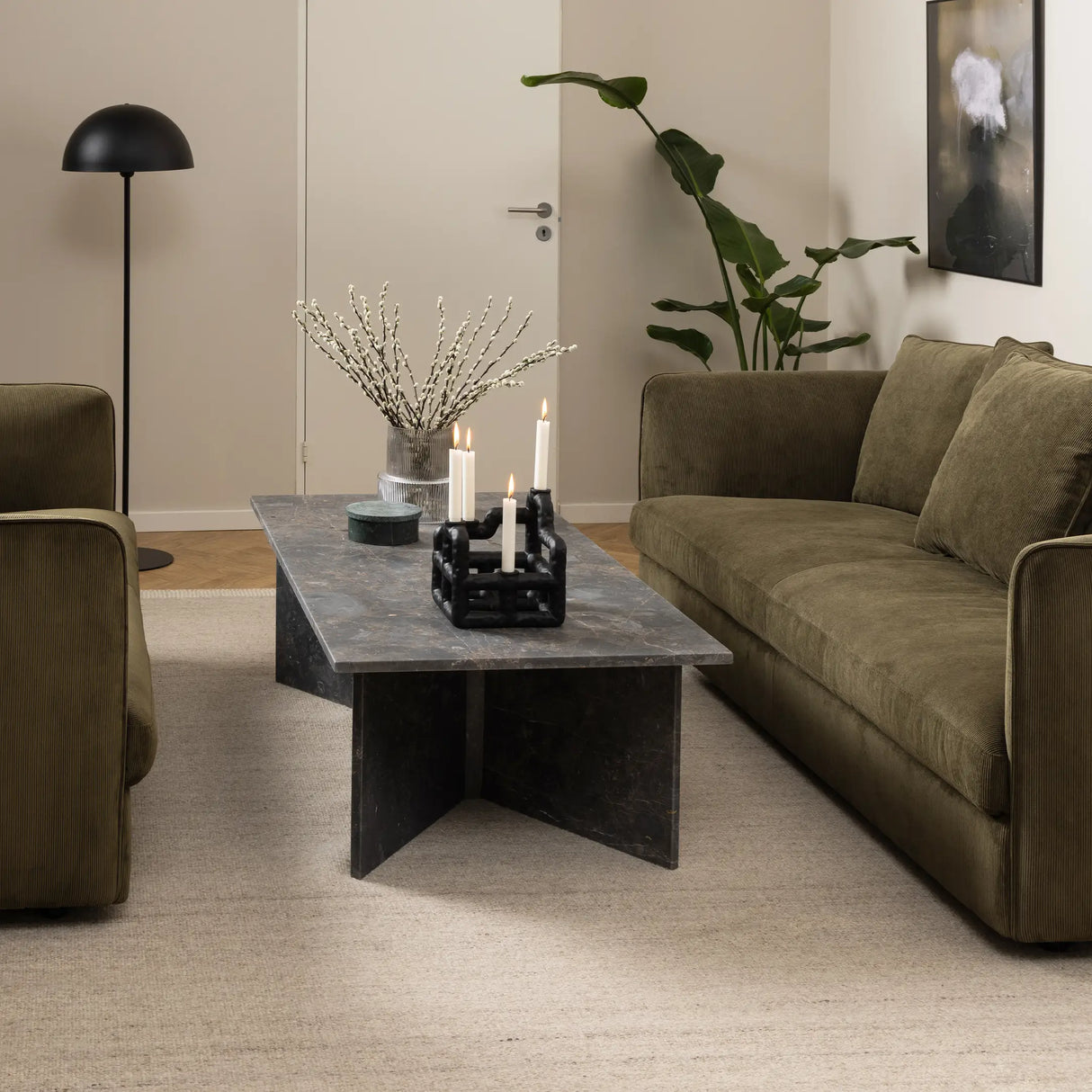 Vega Rectangular Coffee Table with Marron Marble Top 140cm