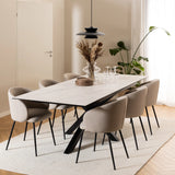 Heaven Extendable Dining Table with Ceramic White Top 200 to 240cm