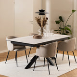 Heaven Extendable Dining Table with Ceramic White Top 200 to 240cm
