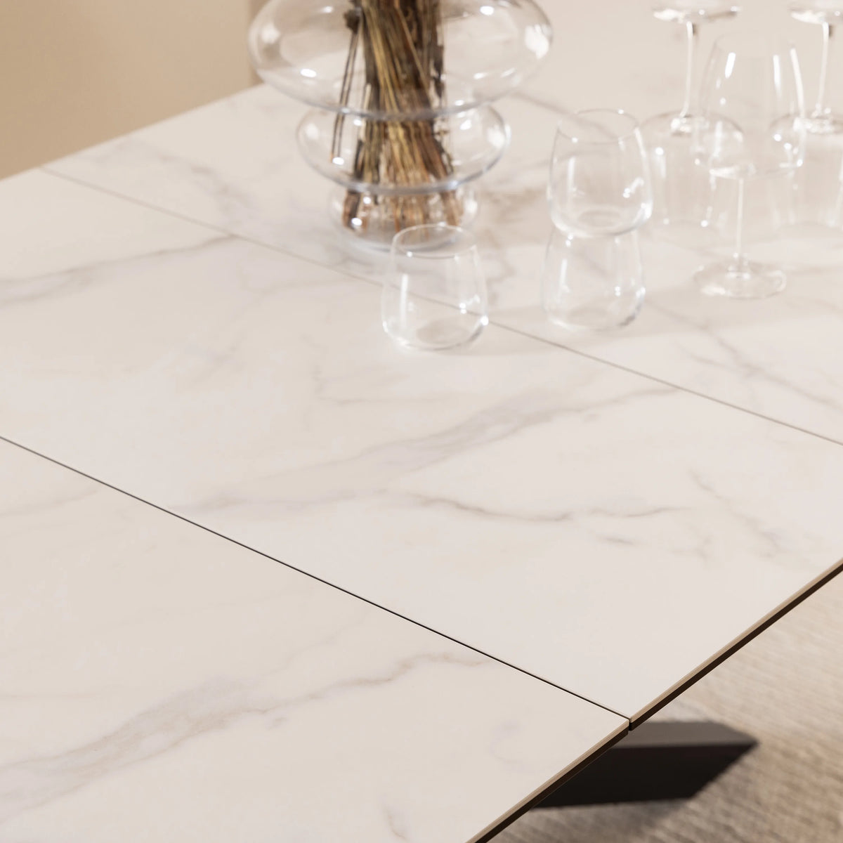 Heaven Extendable Dining Table with Ceramic White Top 200 to 240cm