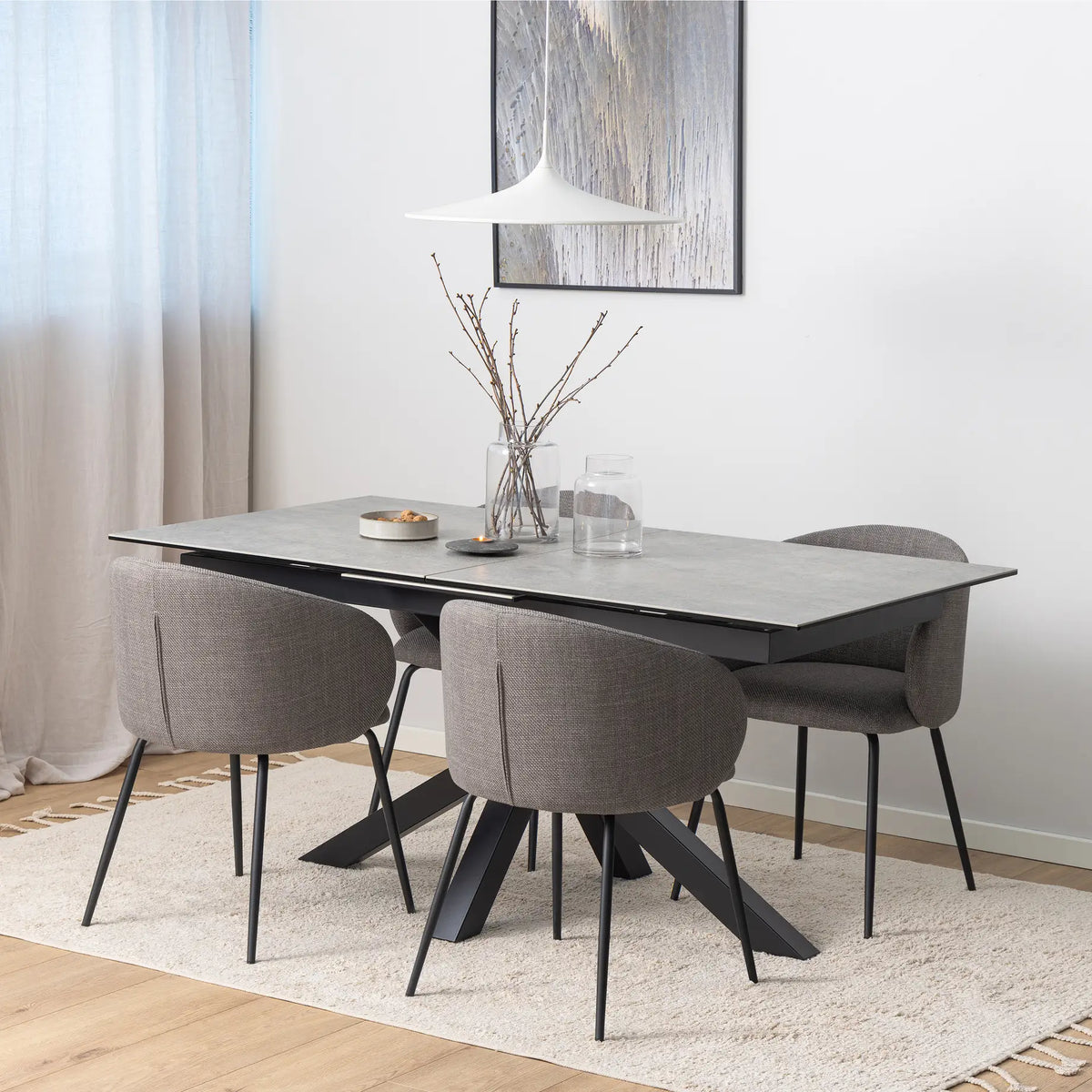 Heaven Extendable Dining Table with Ceramic Grey Top 168210cm