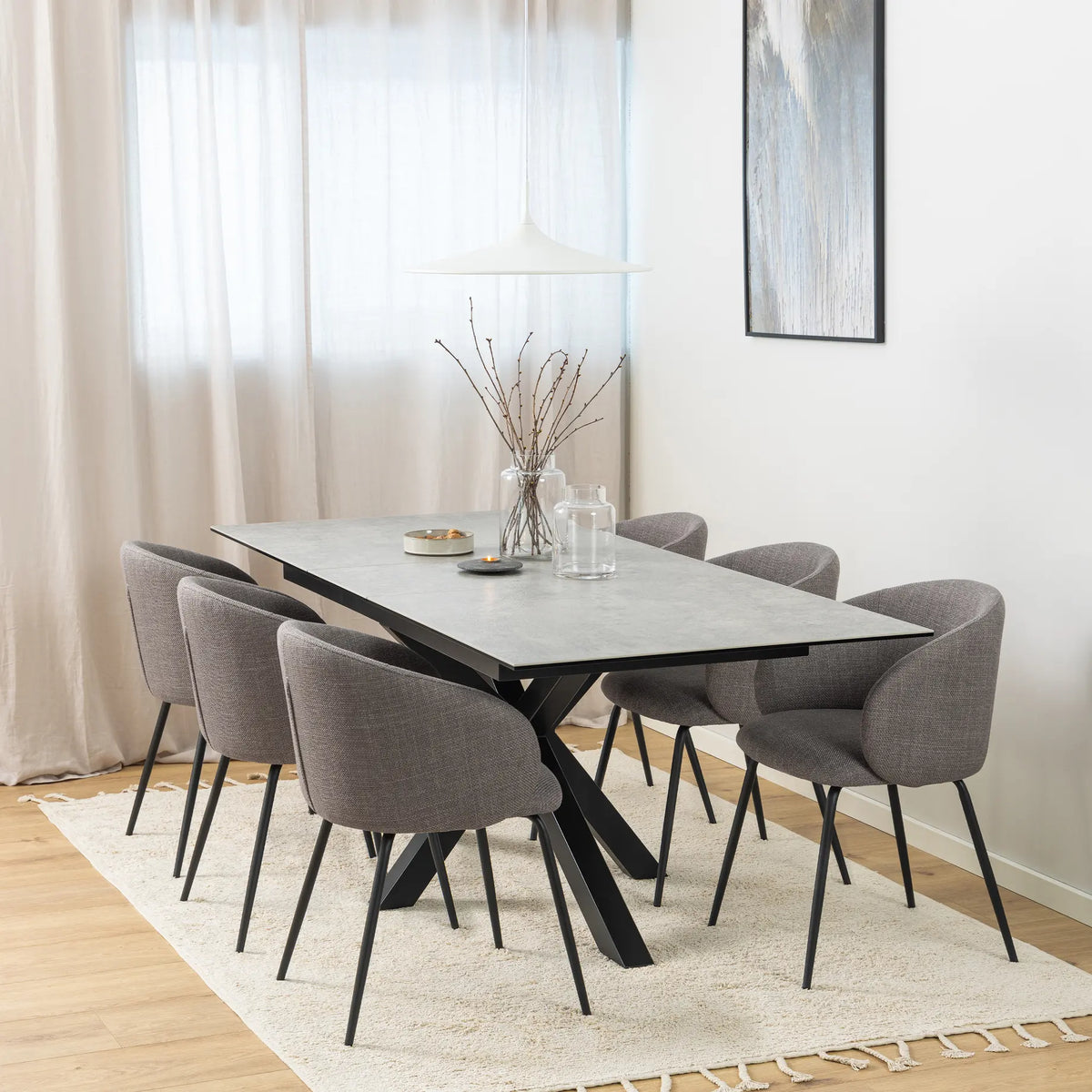 Heaven Extendable Dining Table with Ceramic Grey Top 168210cm